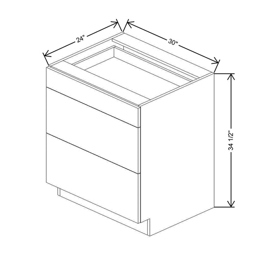 CNC Classic Broadway Graphite 30" W 3 Drawer Base Cabinet