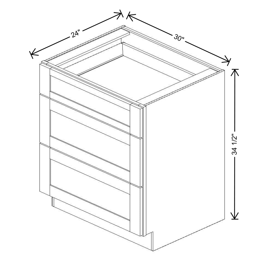 Fabuwood Allure Galaxy Dove 30" W X 34 1/2" H X 24" D 3 Drawer Base Cabinet