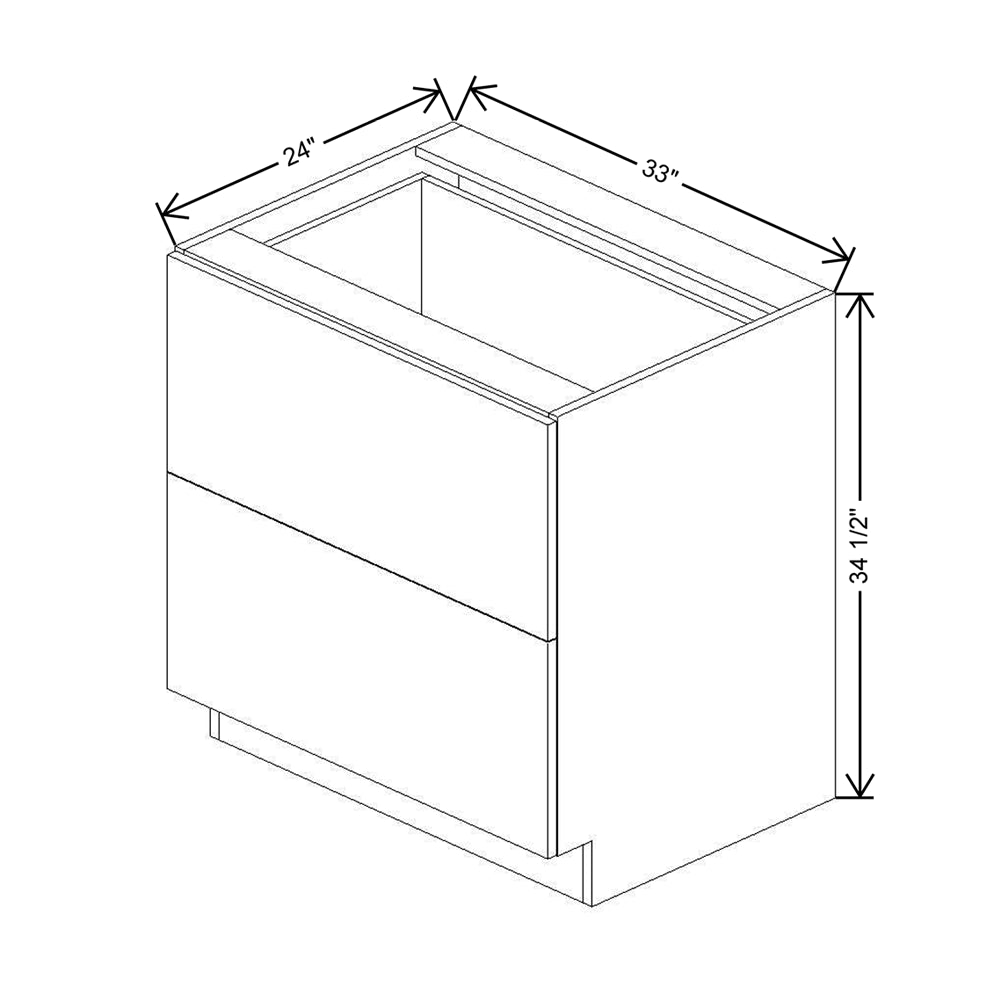 CNC Concord Newport White 33" W 2 Drawer Base Cabinet