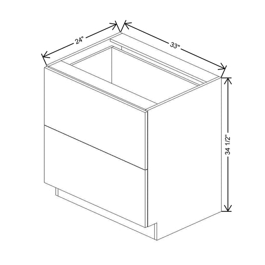 CNC Concord Newport White 33" W 2 Drawer Base Cabinet