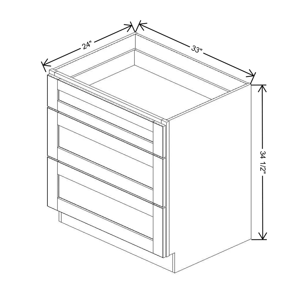 J&K Greige K3 Base w/3 Drawers - 33" W