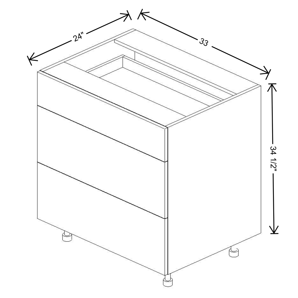 Fabuwood Illume Catalina Bianco Gloss 15"W 3 Drawer Base