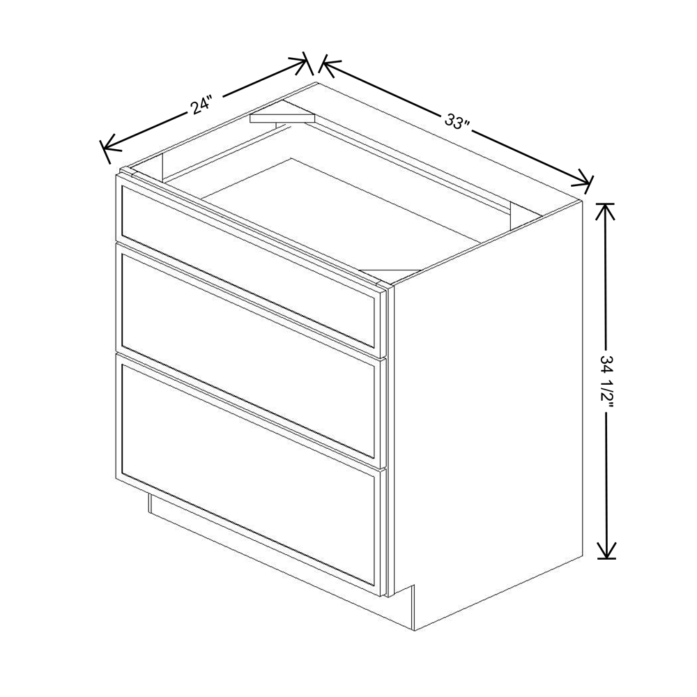 Cubitac Prestige Dover Latte 33" W 3-Drawer Base Cabinet