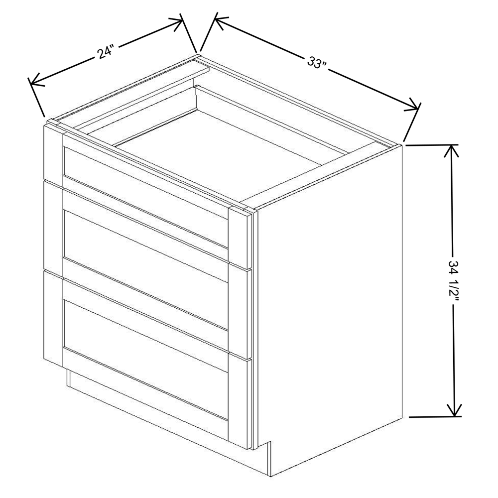 Fabuwood Allure Galaxy Nickel 33"W Base 3 Drawers