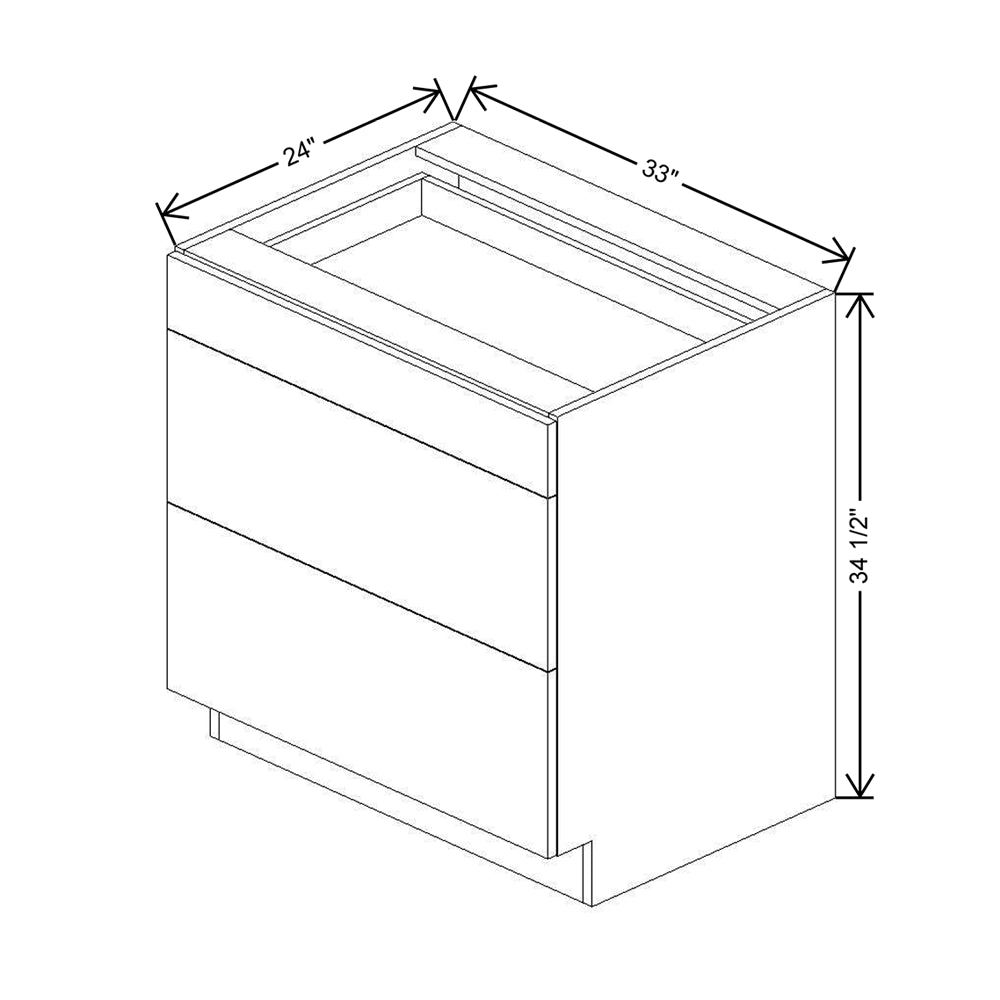 CNC Concord Newport White 33" W 3 Drawer Base Cabinet