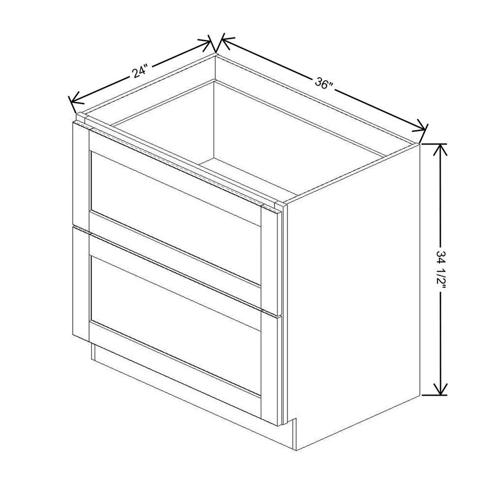 J&K Dove E1 Base w/2 Drawers - 36" W