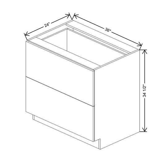 CNC Classic Broadway Graphite 36" W 2 Drawer Base Cabinet