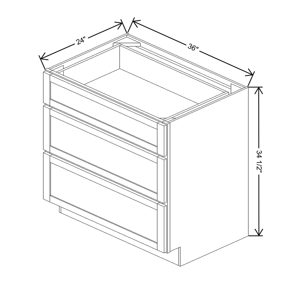 Wolf Classic Dartmouth 5-piece Pewter Paint 36"W Base 3 Drawer Cabinet