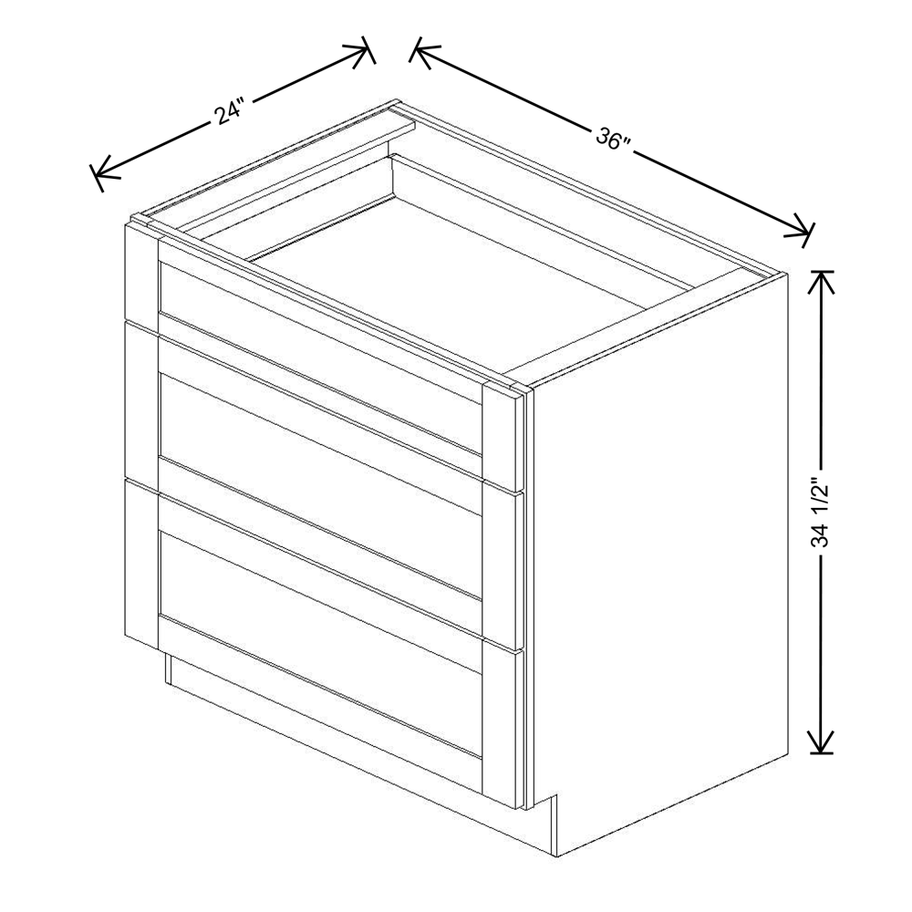 Fabuwood Allure Imperio Nickel Drawer Base 36"W Shaker Cabinet