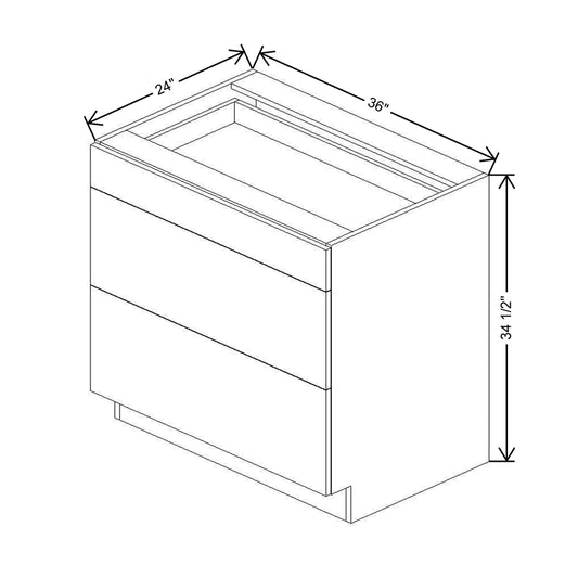 CNC Classic Broadway Graphite 36" W 3 Drawer Base Cabinet