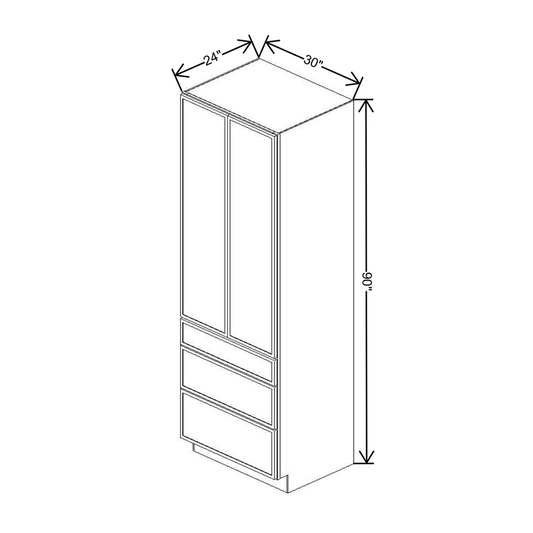 Cubitac Prestige Dover Latte 30" W X 90" H 3-Drawer Utility Cabinet