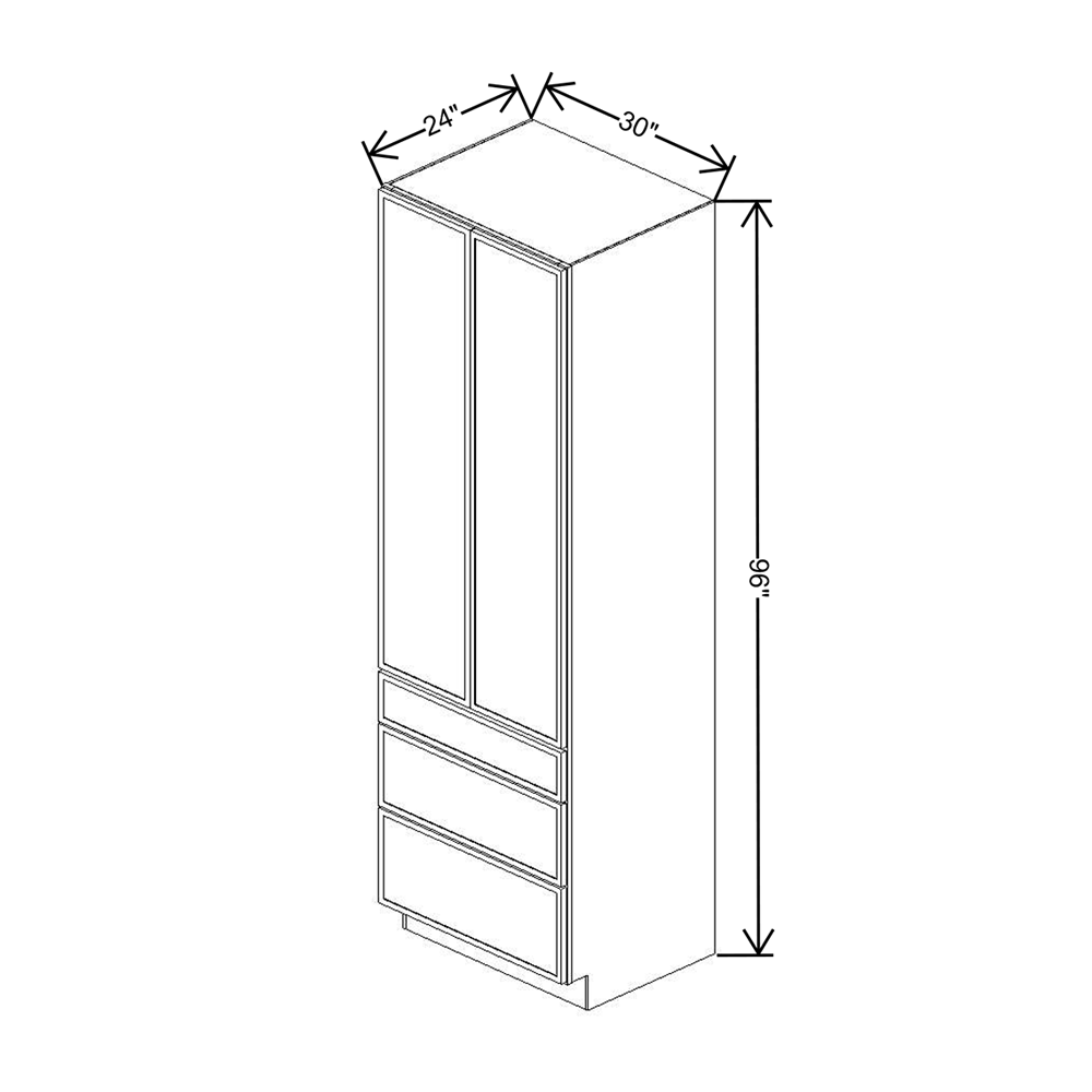 Cubitac Imperial Artisan Silk 30"W X 96"H 3-Drawer Utility Cabinet