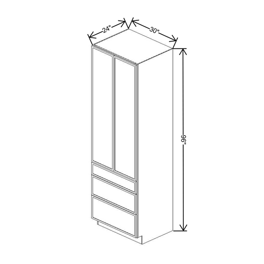 Cubitac Prestige Dover Latte 30" W X 96" H 3-Drawer Utility Cabinet