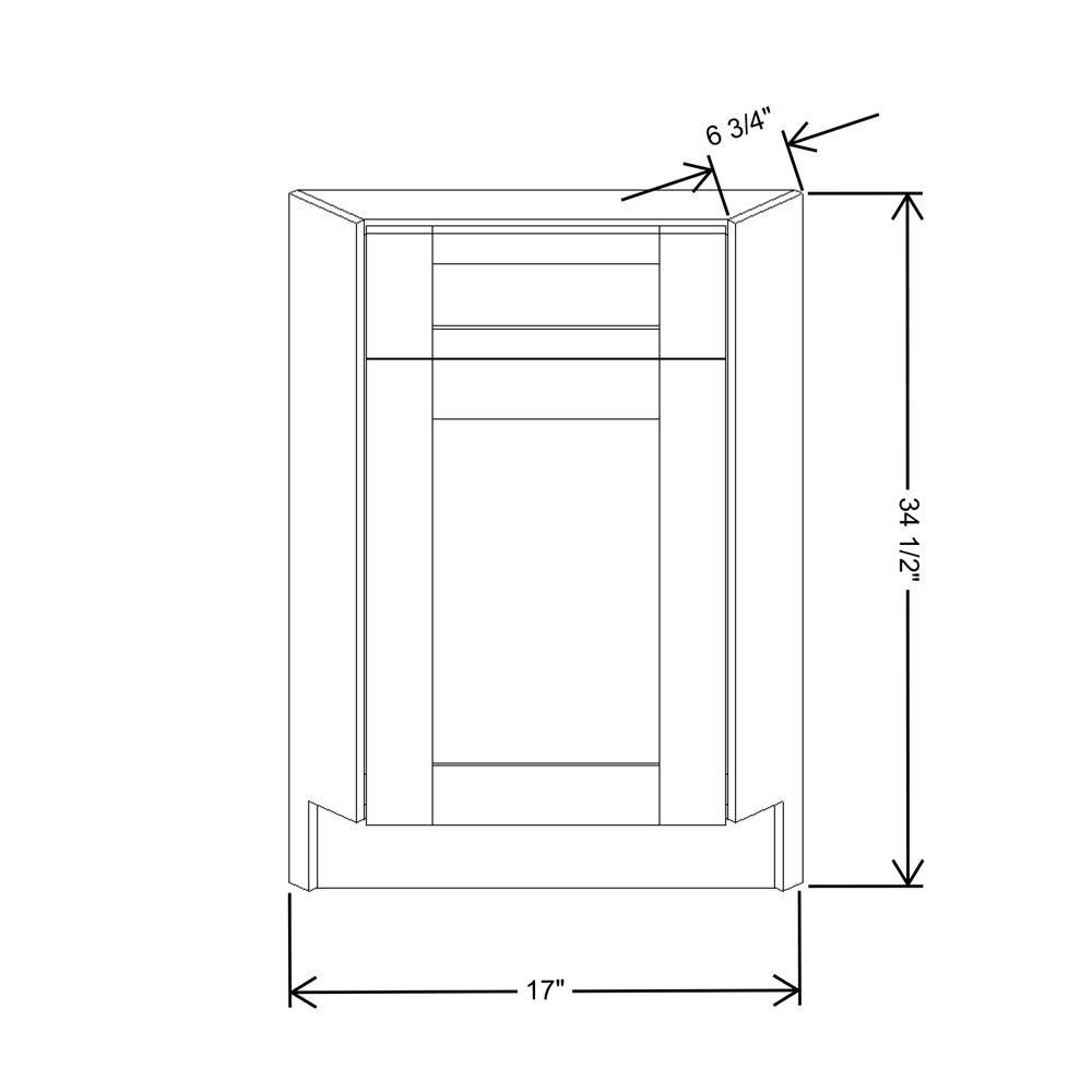 Fabuwood Quest Metro Frost 36"W Corner Sink Front