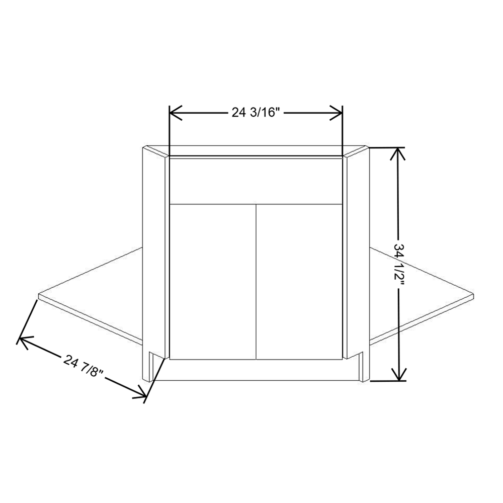 Fabuwood Illume Catalina Bianco Gloss 42"W Corner Sink Front