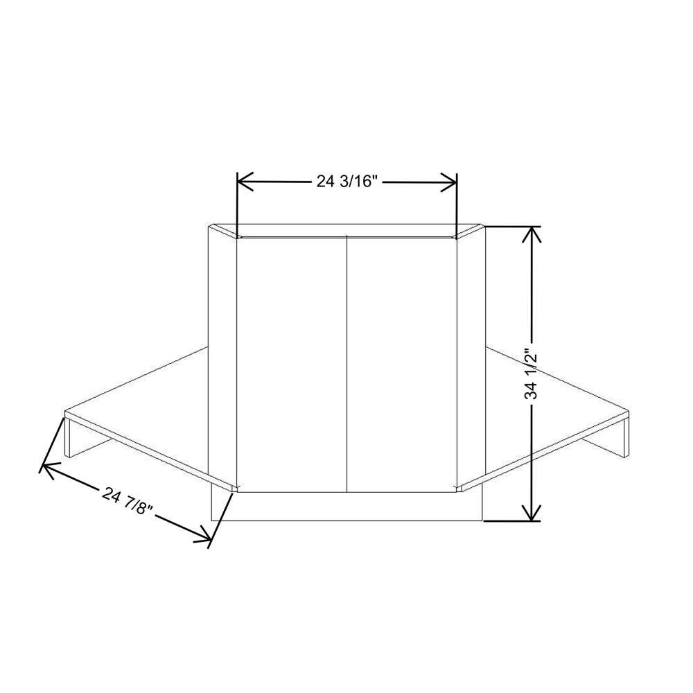 Fabuwood Illume Catalina Bianco Gloss 42"W Corner Sink Front