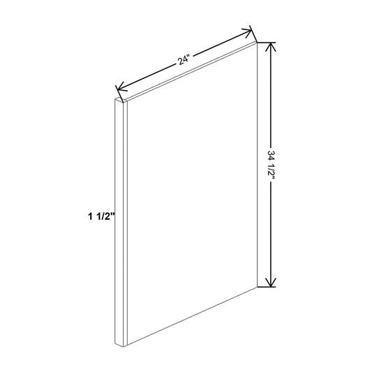 Wolf Classic Dartmouth White Paint Dishwasher End Panel Filler 1 1/2"W X 34 1/2"H X 24"D