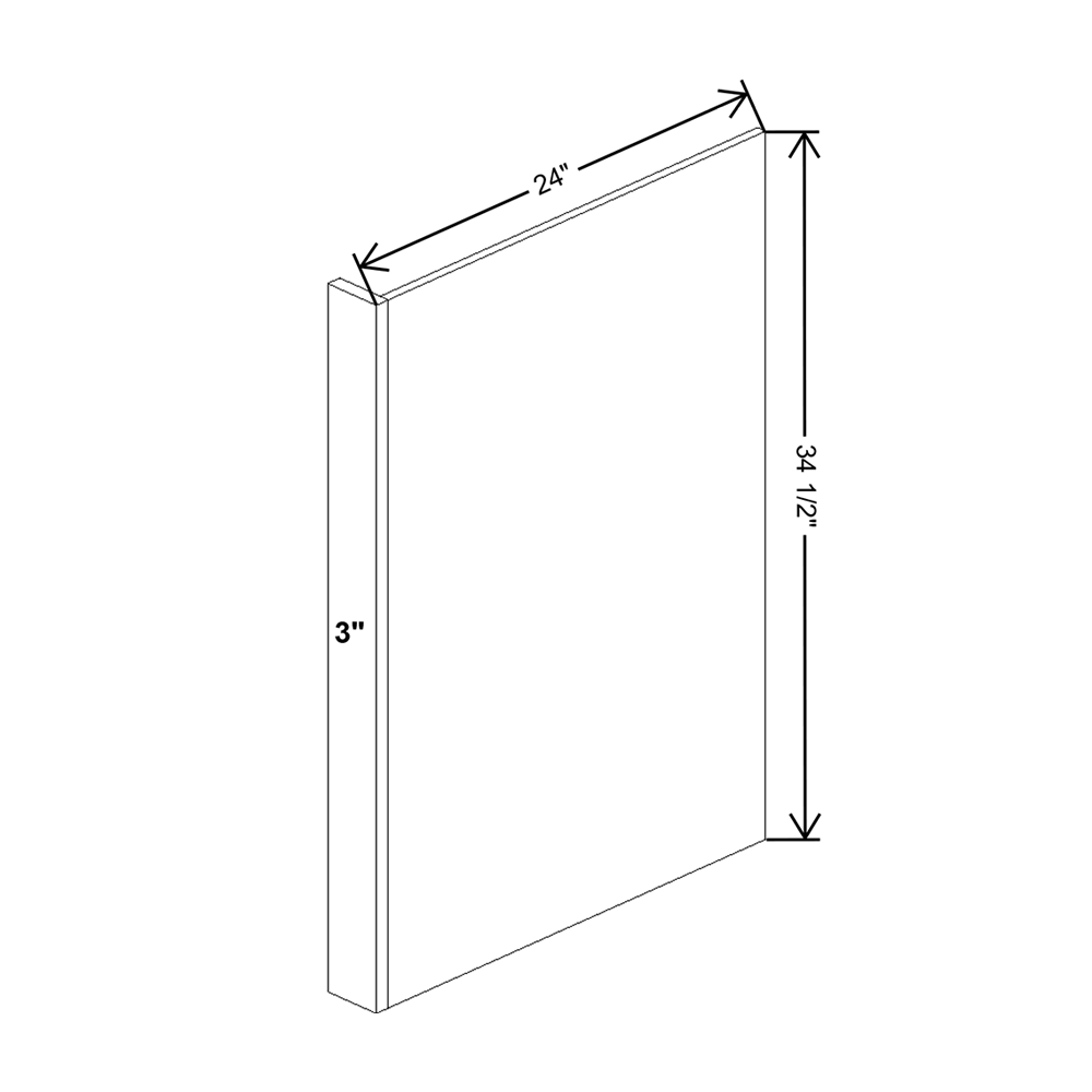 Wolf Classic Dartmouth 5-piece Pewter Paint Dishwasher End Panel Filler - Left 3"W X 34 1/2"H X 24"D