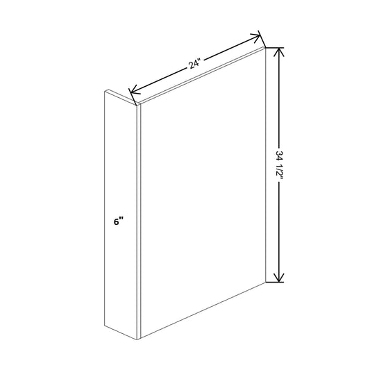 Wolf Classic Dartmouth Brownstone Stain Dishwasher End Panel Filler  Left 6"W X 34 1/2"H X 24"D