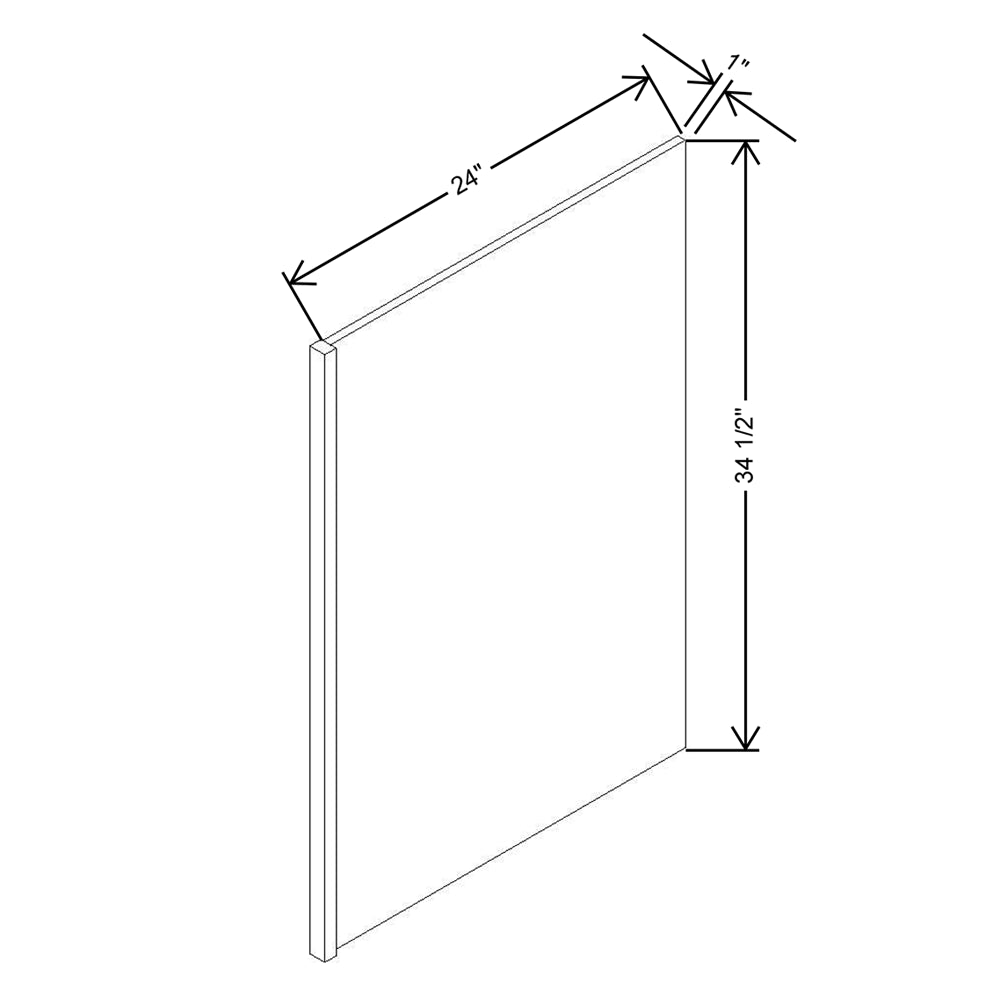 CNC Luxor 5-Piece White 1/2" W X 34 1/2" H X 24" D Base End Panel