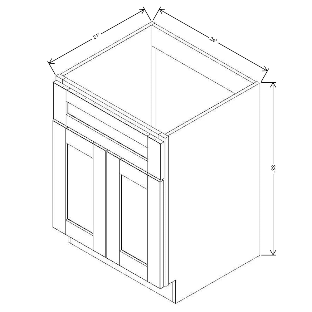 J&K Pure B5 Vanity Base Sink Door/False Drawer 24" W x 33" H x 21" D