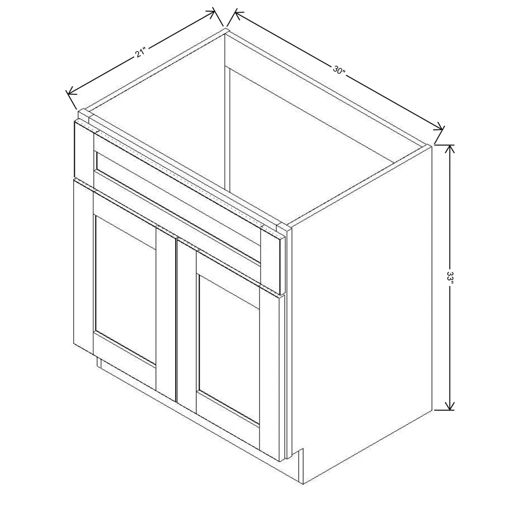 J&K Pearl Glazed H9 Vanity Base Sink Door/False Drawer 30" W x 33" H x 21" D