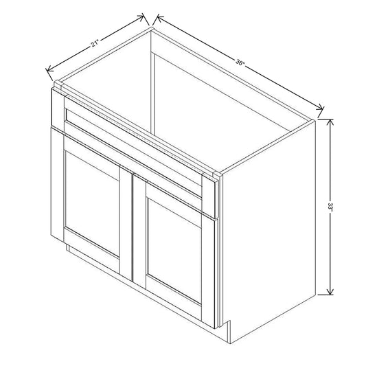 J&K Hazel H8 Vanity Base Sink Door/False Drawer 36" W x 33" H x 21" D