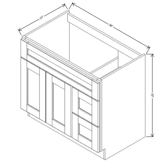 J&K Sage E3 Vanity Sink Combo 36" W x 33" H x 21" D