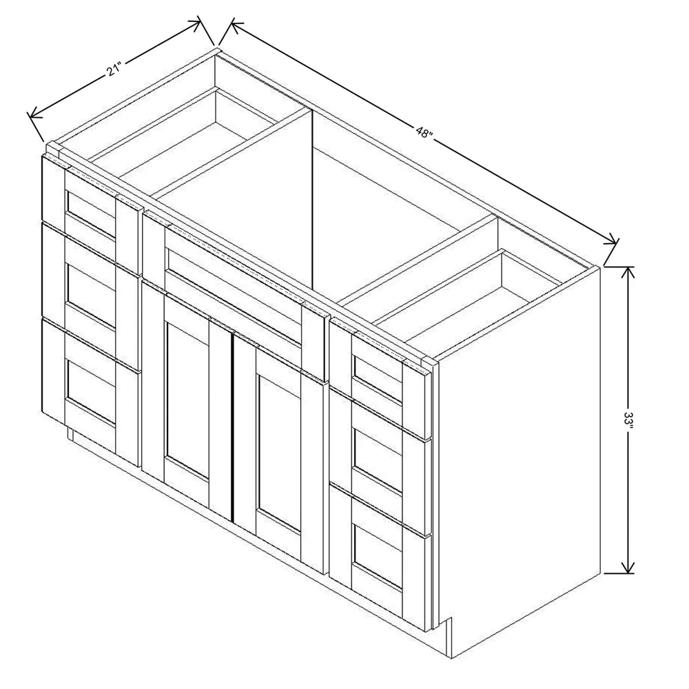 J&K Charcoal E2 Vanity Sink Combo 48" W x 33" H x 21" D