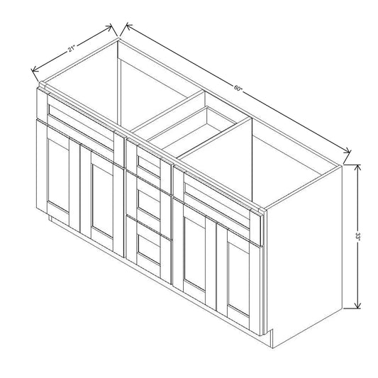 J&K Creme Glazed A7 Vanity Sink Combo 60" W x 33" H x 21" D