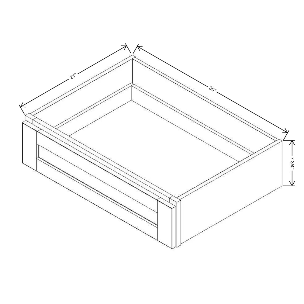 J&K White Shaker S8 30" W x 7-1/2" H or 8-1/2" H Knee Drawer