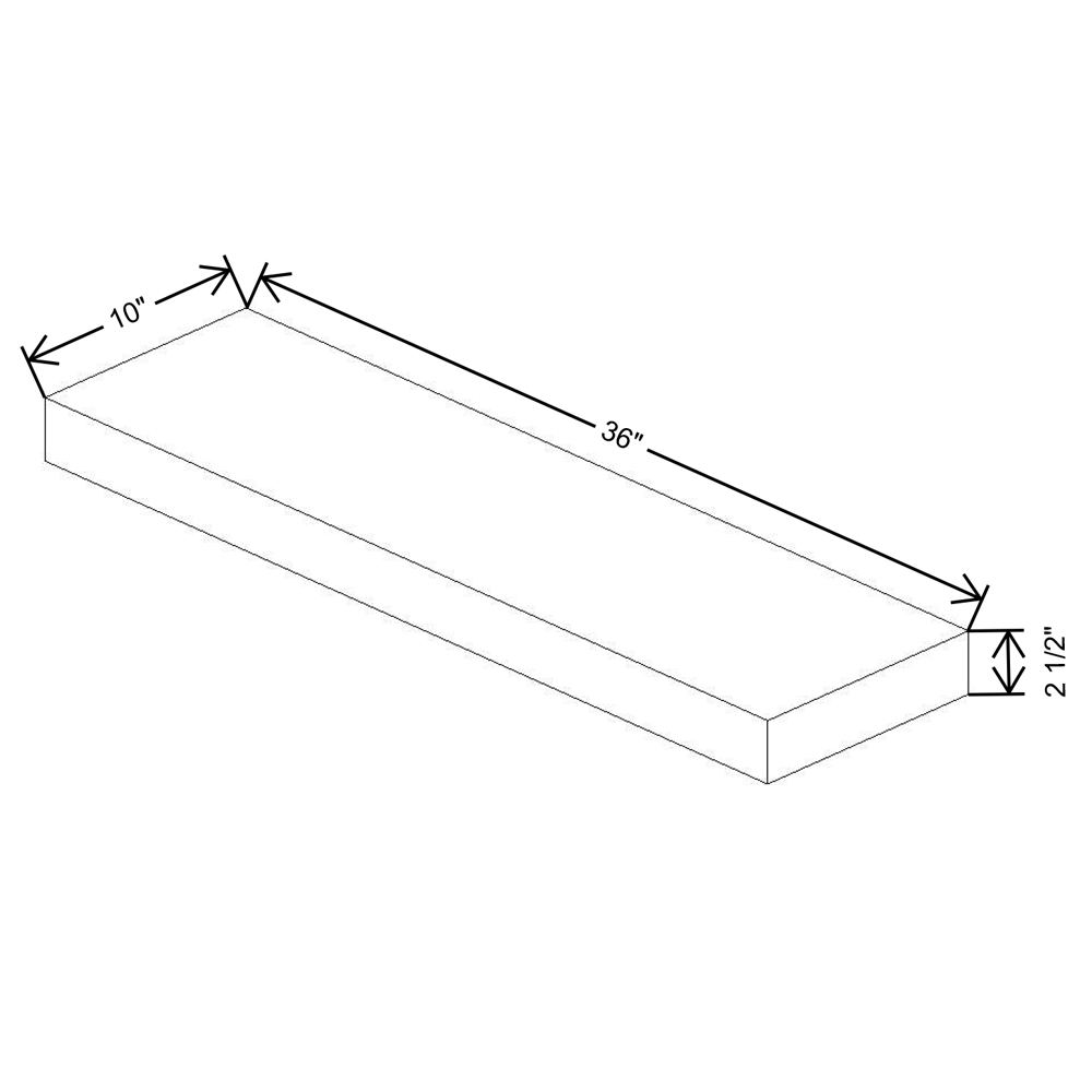 Fabuwood Allure Luna Kona Kona Floating Shelf 36"W X 10"D X 2.5"T