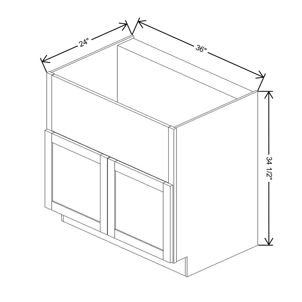 Wolf Classic Dartmouth 5-piece Biscayne Paint 36"W Farm Sink Base Cabinet - NO SINK SHOWING