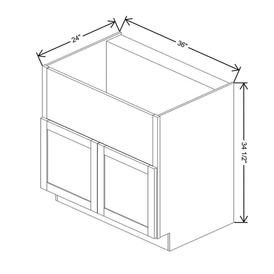 Wolf Classic Dartmouth 5-piece Pewter Paint 36"W Farm Sink Base Cabinet - NO SINK SHOWING