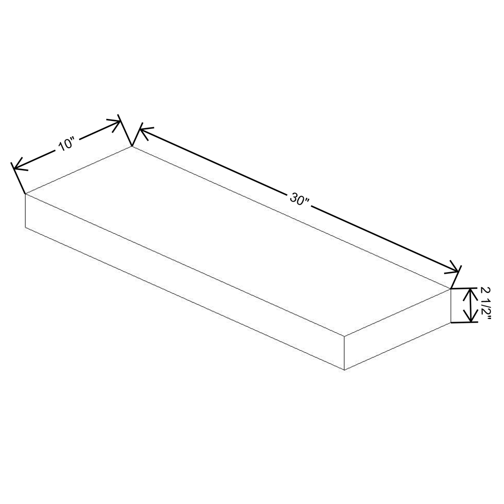 Fabuwood Allure Fusion Dove Timber Floating Shelf 30"W X 10"D X 2.5"T with LED