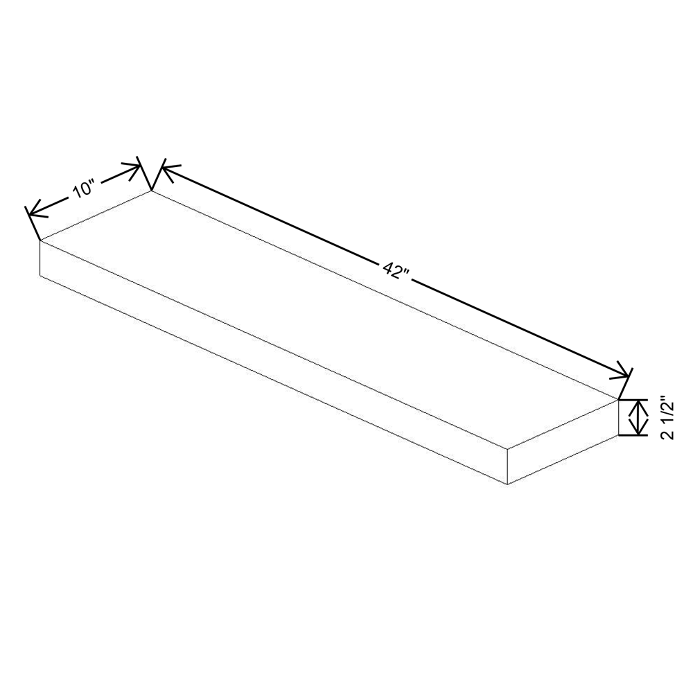 Fabuwood Allure Fusion Nickel Walnut Floating Shelf 42"W X 10"D X 2.5"T with LED