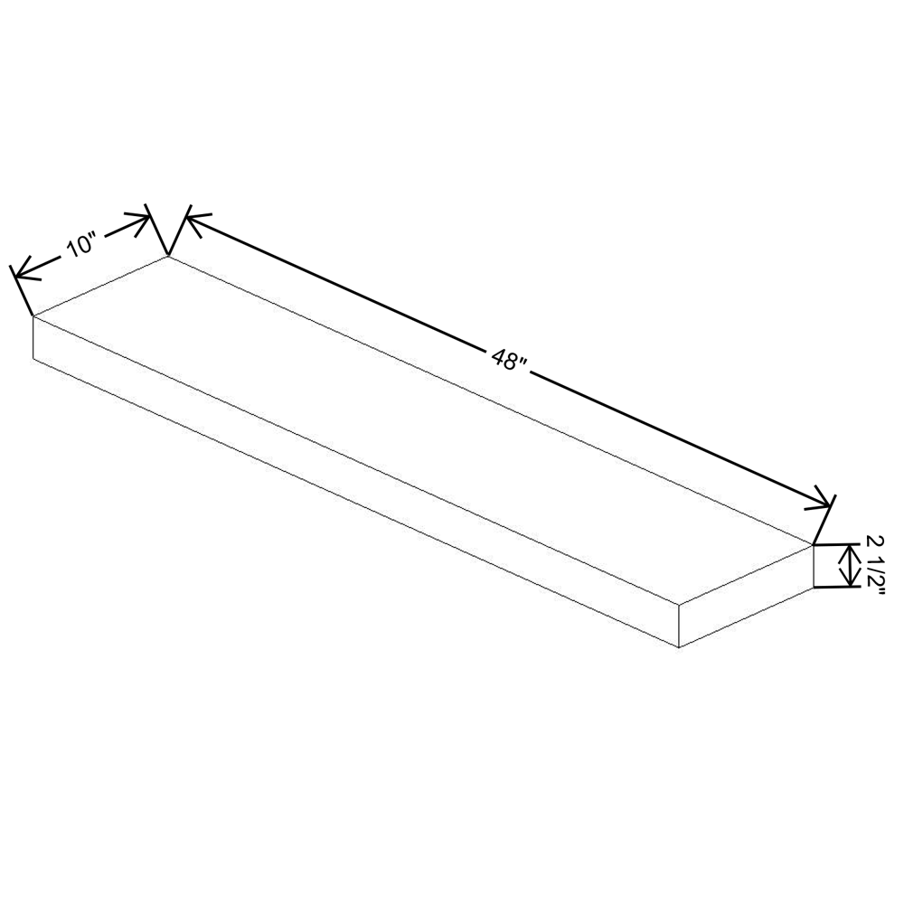 Fabuwood Allure Fusion Nickel Walnut Floating Shelf 48"W X 10"D X 2.5"T with LED