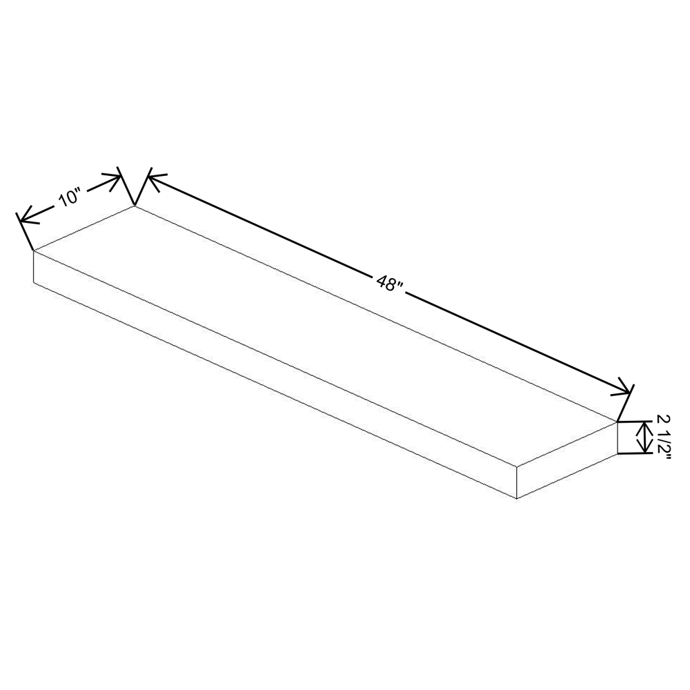 Fabuwood Allure Nexus Frost Floating Shelf 48"W X 10"D X 2.5"T with LED