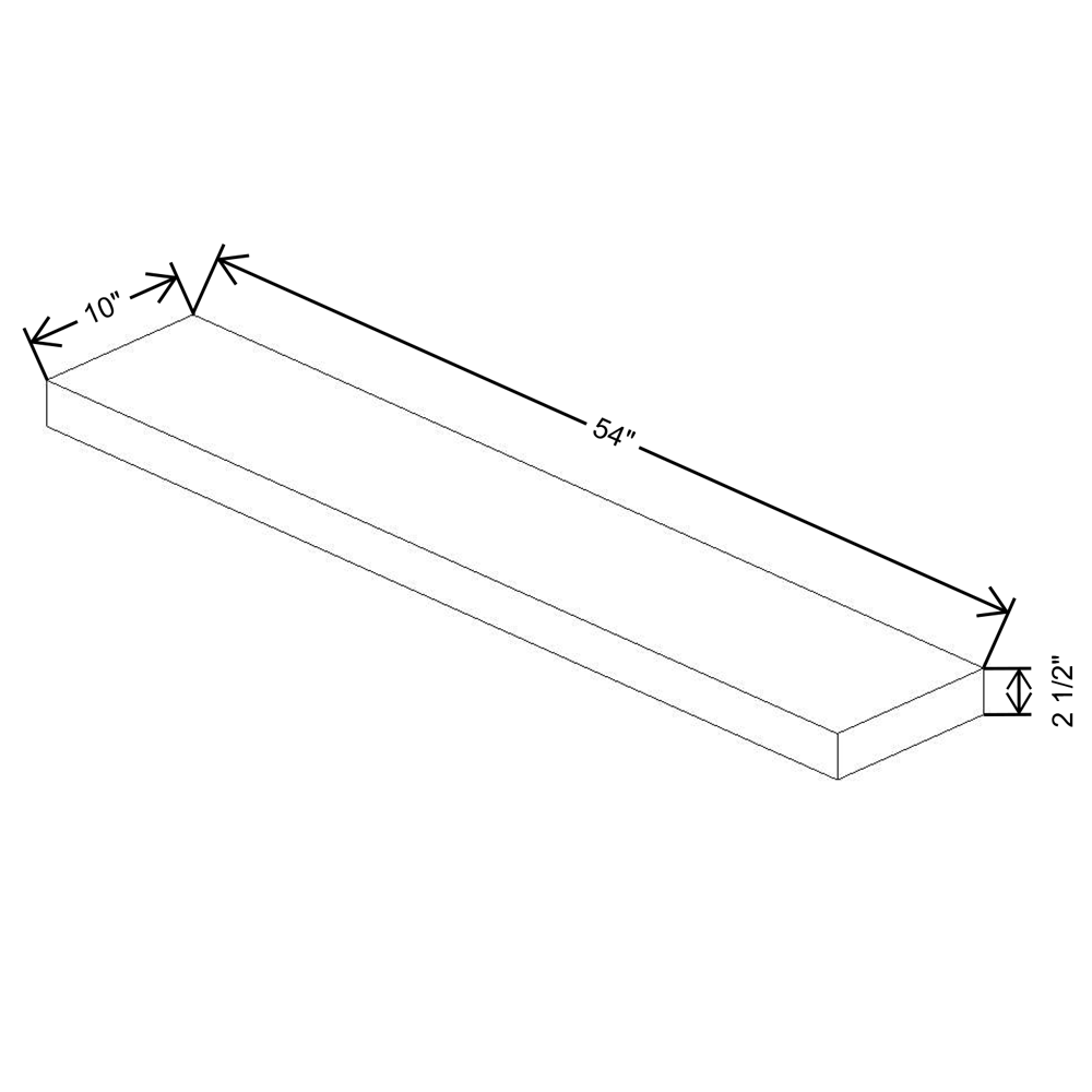 Fabuwood Allure Fusion Stone Timber Floating Shelf 54"W X 10"D X 2.5"T with LED