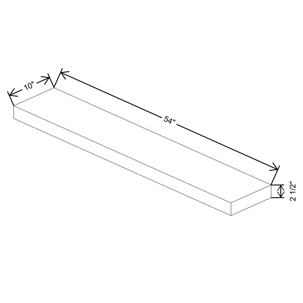 Fabuwood Allure Luna Kona Walnut Floating Shelf 54"W X 10"D X 2.5"T with LED