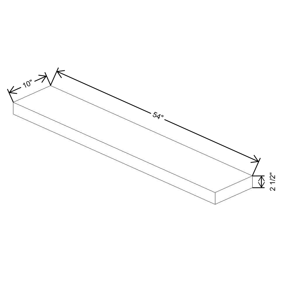 Fabuwood Quest Metro Frost Floating Shelf 54"W X 10"D X 2.5"T with LED