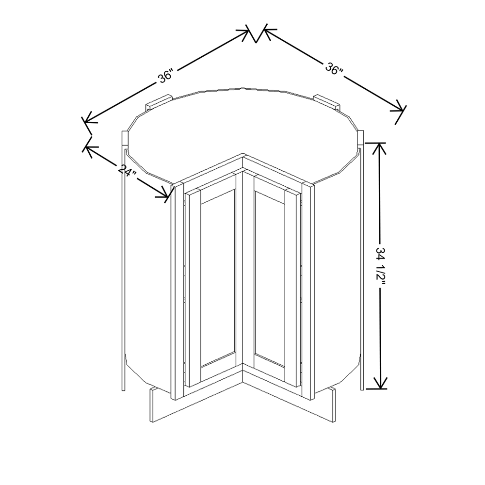 Wolf Classic Dartmouth 5-piece Biscayne Paint 36"W Base Corner Full H Lazy Susan Cabinet