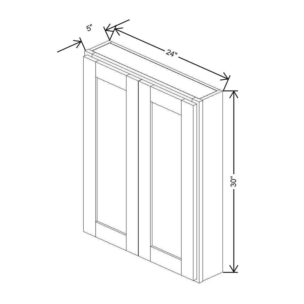 CNC Luxor 5-Piece Smoky Grey 24" W X 30" H Double Door Medicine Cabinet