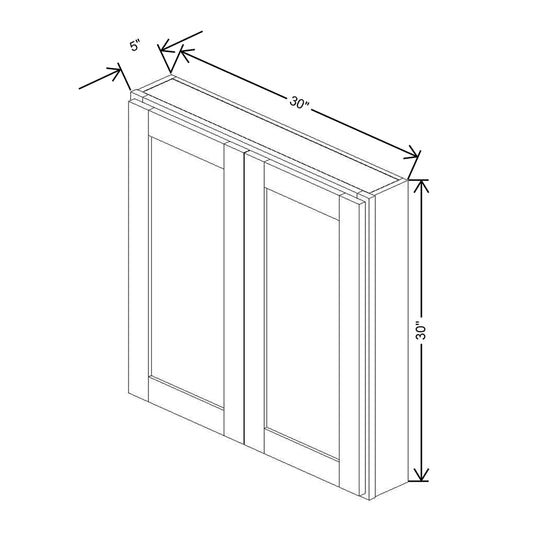 CNC Luxor 5-Piece Smoky Grey 30" W X 30" H Double Door Medicine Cabinet