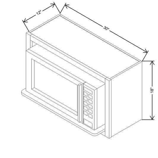CNC Concord Newport White 30" W X 18" H X 12" D Microwave Cabinet