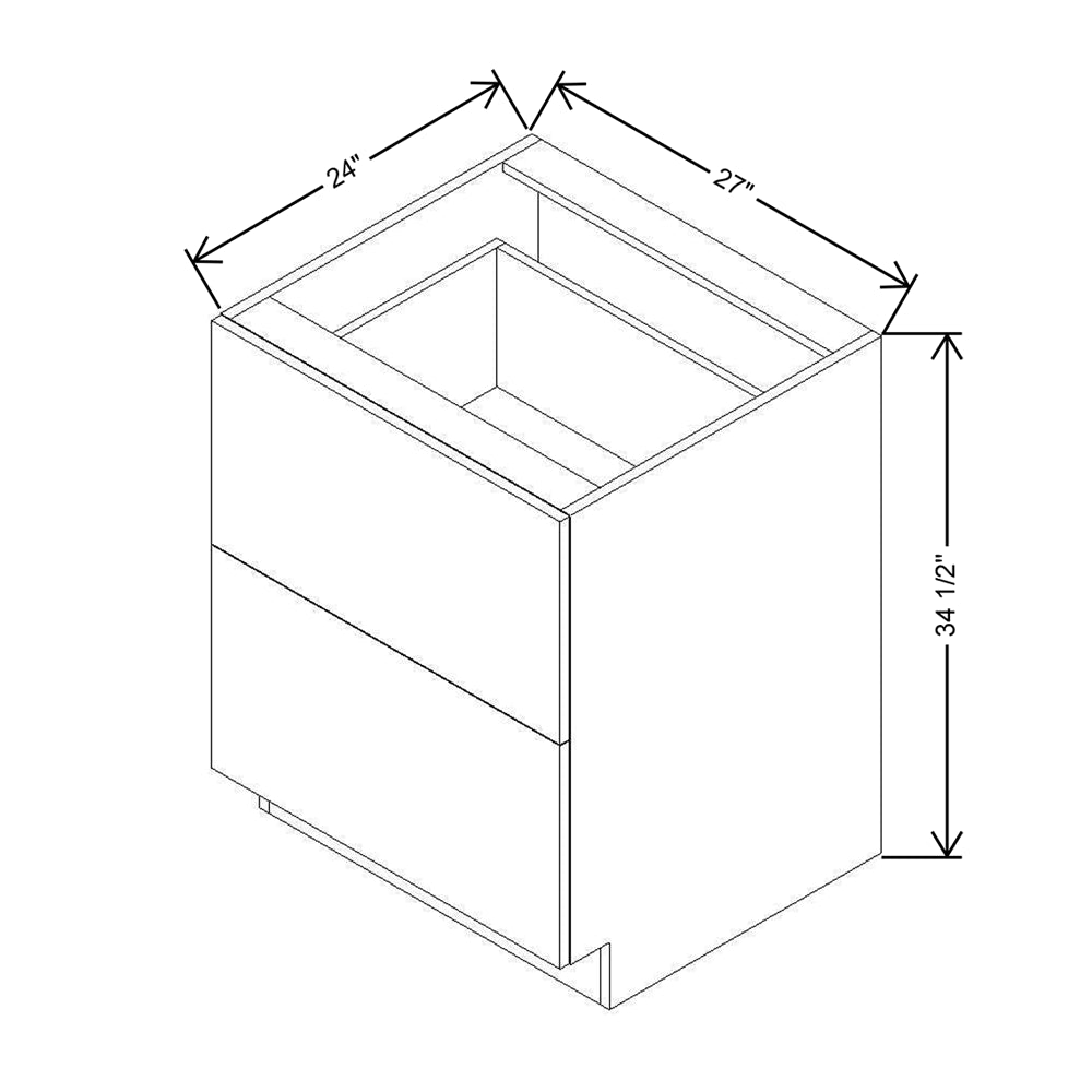 Modernform Cabinet Matte Grey 27" W X 34 1/2" H X 24" D  2 Drawer Base Cabinet