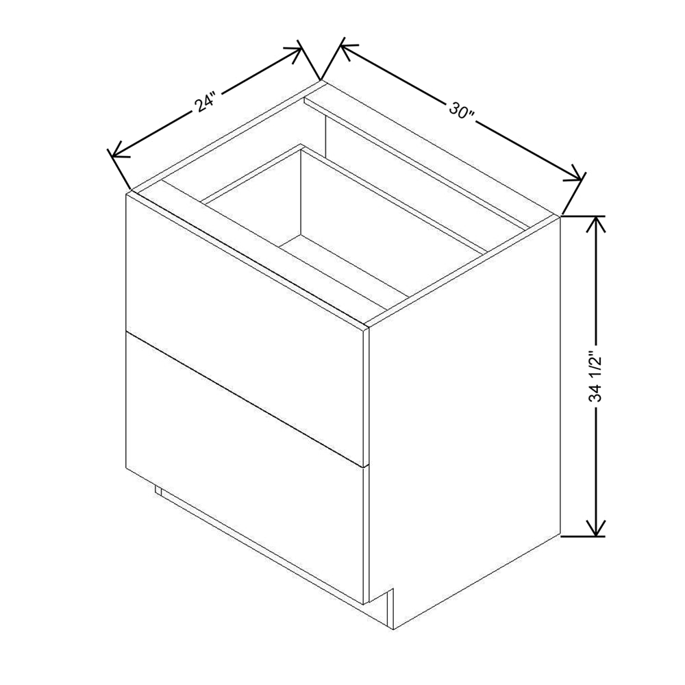 Modernform Cabinet Matte Grey 30" W X 34 1/2" H X 24" D  2 Drawer Base Cabinet