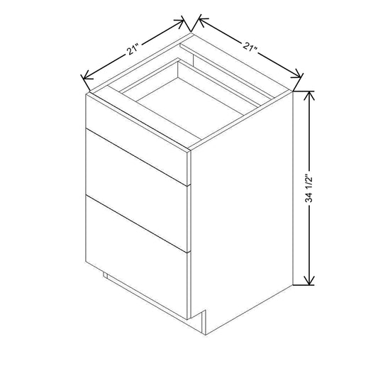 Modernform Cabinet Matte White 21" W X 34 1/2" H X 21" D Vanity Base with 3 Drawers