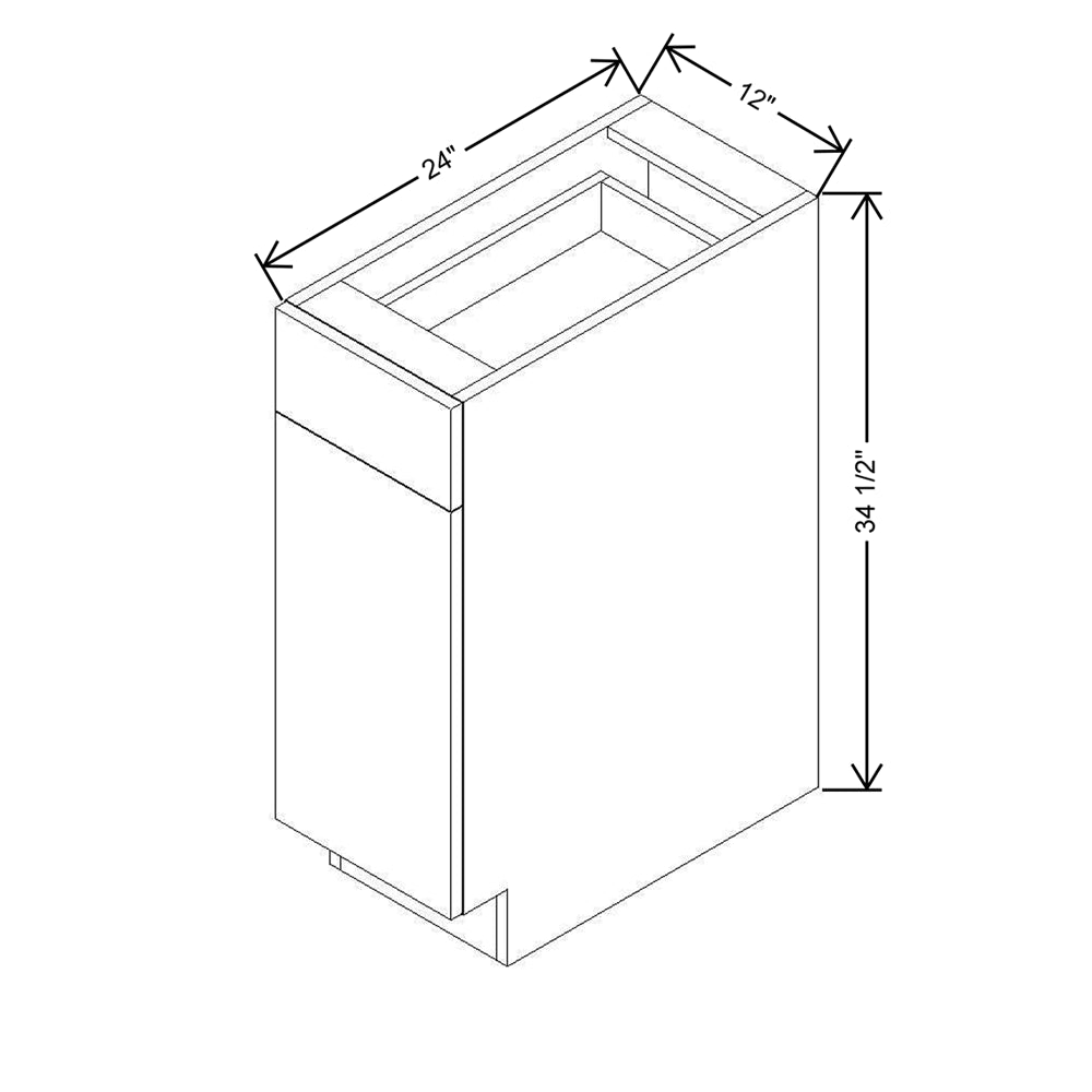 Modernform Cabinet Matte Grey 12" W X 34 1/2" H X 24" D Single Door Base Cabinet