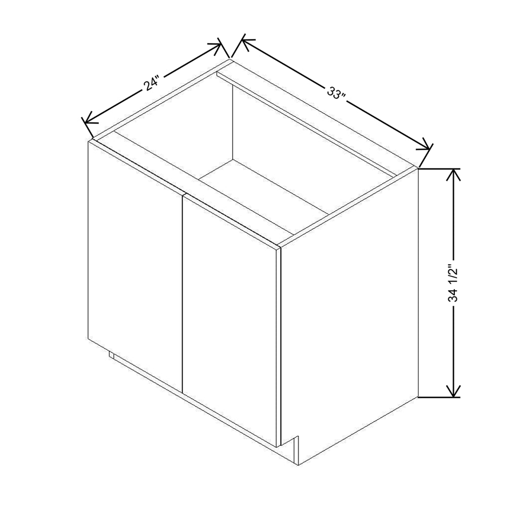 Modernform Cabinet Matte Grey 33" W X 34 1/2" H X 24" D Full Height Double Door Base Cabinet